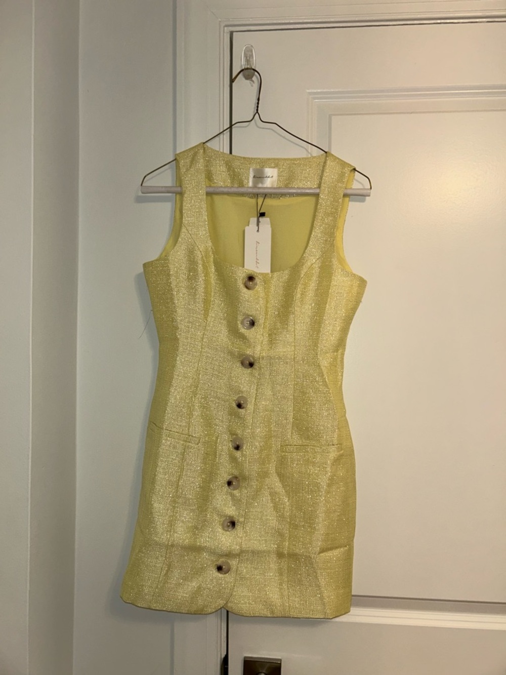 REVOLVE Pale Yellow Button-Front Mini Dress